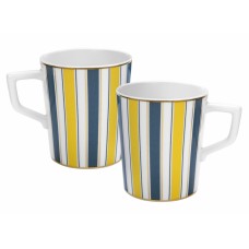 Кофейная кружка-Set, 2-tlg., Stripes, полный Декор, синий и золотой, золотой край 