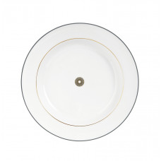  Суповые тарелки, Stripes, зеркало золота нить, синяя рамка, розетка по центру, Ø 23,5 см 