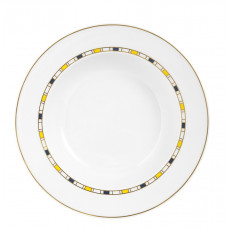  Тарелка для пасты, полосы, кромка малая в синий, желтый и золотой, Ø 26 см 