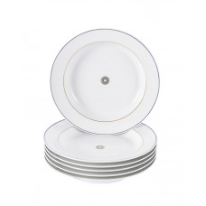  Суповые тарелки набор, 6 шт., Stripes, зеркало золота нить, синяя рамка, розетка по центру 