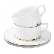  Чашки-Set, 4-tlg., Stripes, край маленький, синий, желтый и золото 