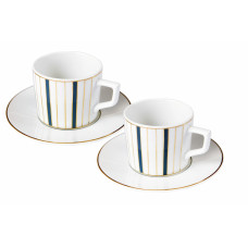  Чашки для Эспрессо-Set, 4-tlg., Stripes, полный Декор, синий и золотой, золотой край 