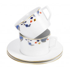  Кофейные чашки-Set, 4-tlg., Noble Blue, лук кромка, синий кобальт, красный и золото со скидкой чате 
