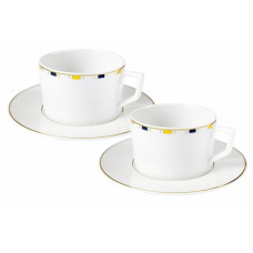  Кофейные чашки-Set, 4-tlg., Stripes, край маленький, синий, желтый и золото 
