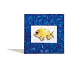  Панно, Желтая рыба на волны плиты, Ограниченная шедевры, 26,5 х 26,5 см 