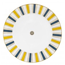  Десертная тарелка, Stripes, бортовой царство, синий, желтый и золото, розетка по центру, края золота, Ø 29 см 