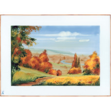  Фреска, пейзаж с путь (осенний), 26 x 35 см 