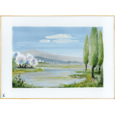  Панно, пейзаж с водой (Fr–весна), 26 x 35 см 