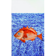  Панно, 72 х 42 см, красная рыба, кобальт синий Фон, белая он край 