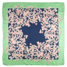  Ткань 100% шелк, Cherry Blossom, verde, 90x90 см 