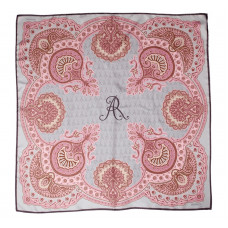  Ткань 100% шелк, классический Пейсли дизайн, современные цвета серый и розовый, 90x90 см 