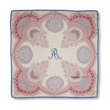  Ткань в 100% Шелковый классический Пейсли дизайн, современные цвета природы и розовый/светло-голубой, 90x90 см 