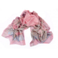  Шарф платок в 77% хлопок/23% шелк, Пейсли Фонтейн, розовый, 180 см х 68 см 