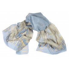  Шарф платок в 77% хлопок/23% шелк, Пейсли Фонтейн, синий, 180 см х 68 см 