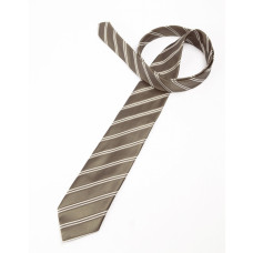  Галстук на 100% шелк, White stripes дизайн, темно-серый 