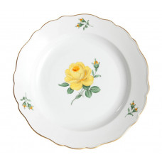 Speiseteller, Rose mitte, gelb, Goldrand, ø 25 cm
