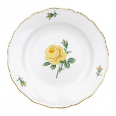 Speiseteller, Rose mitte, gelb, Goldrand, ø 28 cm