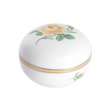 Dose, Rose mitte, gelb, Goldrand, ø 9 cm