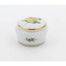Dose, Rose mitte, gelb, Goldrand, 7,5 cm