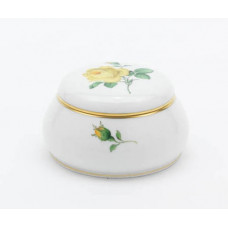 Dose, Rose mitte, gelb, Goldrand, 10 cm