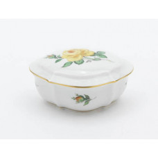 Dose, Rose mitte, gelb, Goldrand, L 9,5 cm