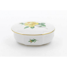 Dose, Rose mitte, gelb, Goldrand, L 9,5 cm