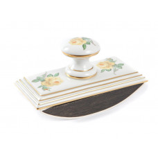 Löscher, Rose mitte, gelb, Goldrand, 11x6 cm