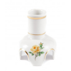 Leuchter, Rose mitte, gelb, Goldfaden bzw. Goldreifen, H 7 cm