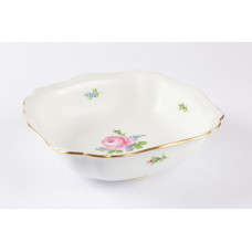 Sch&uuml;ssel, eckig, Rose und Vergi&szlig;meinnicht, mitte, bunt, Goldrand, L 21 cm