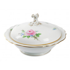 Sch&uuml;ssel m.D., Rose und Vergi&szlig;meinnicht, mitte, bunt, Goldrand, V 1,00 l