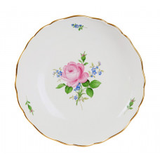 Beilageschale rund, Rose und Vergißmeinnicht, mitte, bunt, Goldrand, ø 20,5 cm