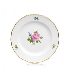 Teller, Rose und Vergißmeinnicht, mitte, bunt, Goldrand, ø 20 cm