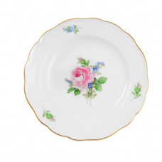 Teller, Rose und Vergißmeinnicht, mitte, bunt, Goldrand, ø 14 cm