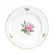 Teller, Rose und Vergißmeinnicht, mitte, bunt, Goldrand, ø 18 cm