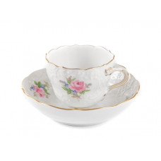 Espressotasse, Rose und Vergißmeinnicht, mitte, bunt, Goldrand, V 0,05 l