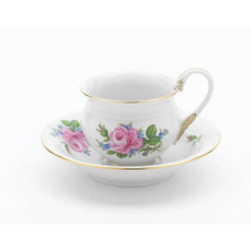 Kaffeetasse m.U., Rose und Vergißmeinnicht, mitte, bunt, Goldrand, 0,2 l