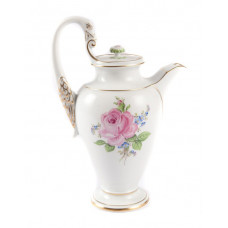 Mokkakanne, Rose und Vergißmeinnicht, mitte, bunt, Goldrand, 0,45 l