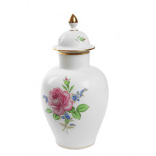 Vase, Rose und Vergißmeinnicht, mitte, bunt, Goldrand, H 23 cm