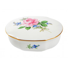 Dose, Rose und Vergißmeinnicht, mitte, bunt, Goldrand, L 9,5 cm