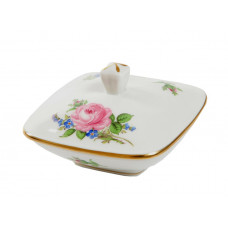 Dose, Rose und Vergißmeinnicht, mitte, bunt, Goldrand, 5,3 cm