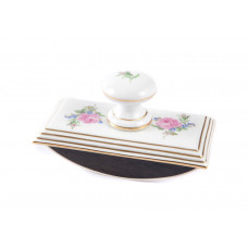 Löscher, Rose und Vergißmeinnicht, mitte, bunt, Goldrand, 11x6 cm