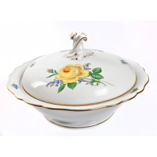 Sch&uuml;ssel m.D., Rose und Vergi&szlig;meinnicht, mitte, gelb, Goldrand, V 1,00 l