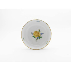 Sch&uuml;ssel, rund, Rose und Vergi&szlig;meinnicht, mitte, gelb, Goldrand, &oslash; 22,5 cm