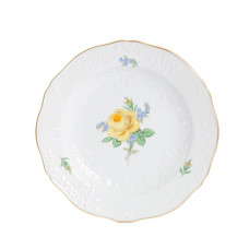 Dessertteller, Rose und Vergißmeinnicht, mitte, gelb, Goldrand, Ø 20 cm