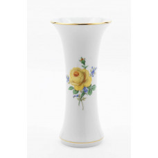 Vase, Rose und Vergißmeinnicht, mitte, gelb, Goldrand, H 25 cm