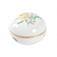 Dose, Rose und Vergißmeinnicht, mitte, gelb, Goldrand, ø 9 cm