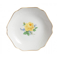 Schale, Rose und Vergißmeinnicht, mitte, gelb, Goldrand, Ø 24 cm
