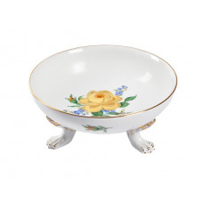 Sch&auml;lchen, Rose und Vergi&szlig;meinnicht, mitte, gelb, Goldrand, 11,5 cm