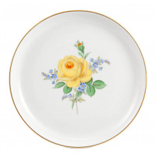 Wandschale, Rose und Vergißmeinnicht, mitte, gelb, Goldrand,