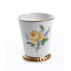 Becher, Rose und Vergißmeinnicht, mitte, gelb, Goldrand, V 0,15 l
